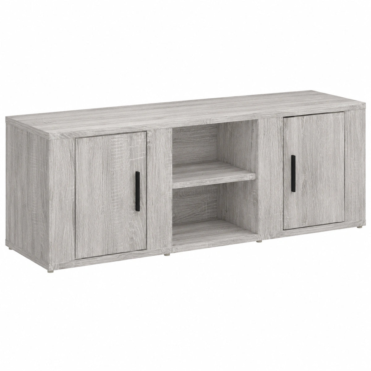 Mobile TV Sonoma grigio moderno con ante, 100x31,5x35 cm, stile scandinavo per soggiorno
