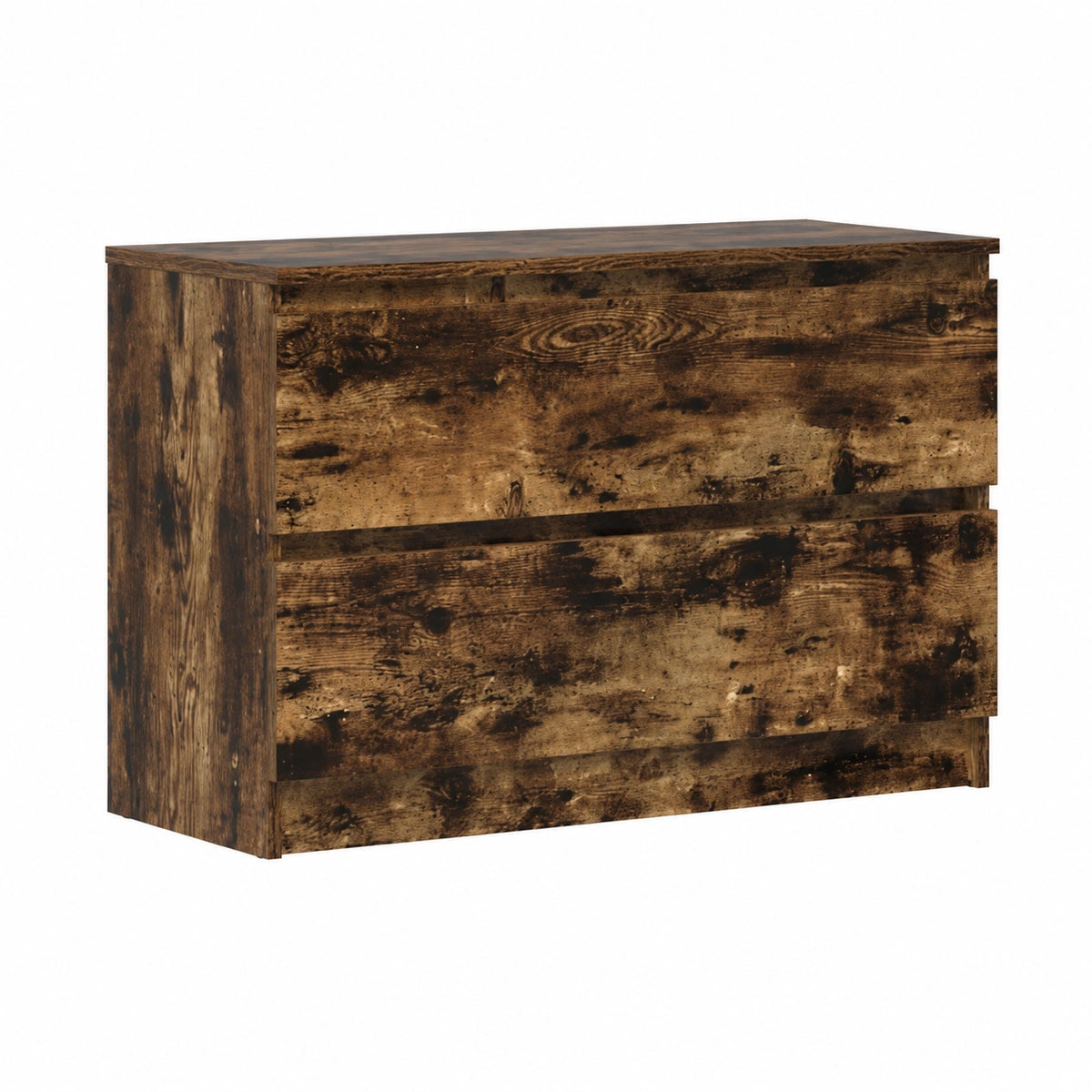 Mobile TV in rovere affumicato, 80x35x54 cm, 2 cassetti, design scandinavo minimalista per soggiorno