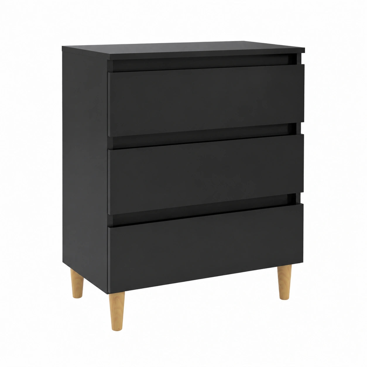 Credenza moderna in legno nero lucido con cassetti, 60x35x69 cm, ideale per cucina e soggiorno, con vano portaoggetti