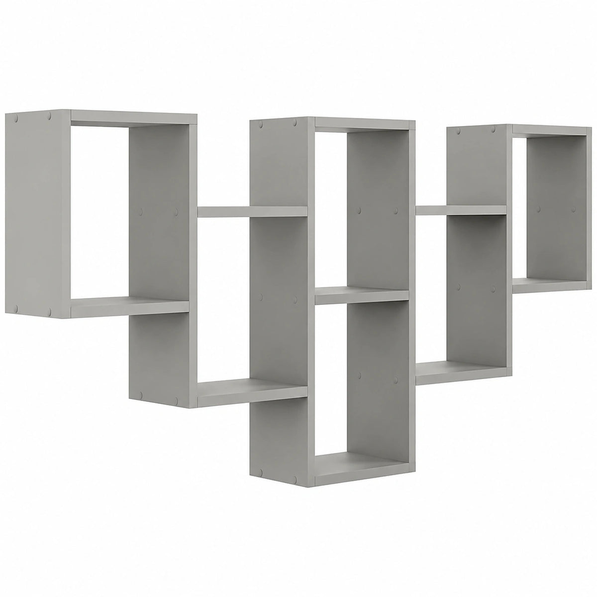 Mensola a muro moderna con 6 scomparti, 160x66x18 cm, stile nordico per casa e ufficio, colore grigio