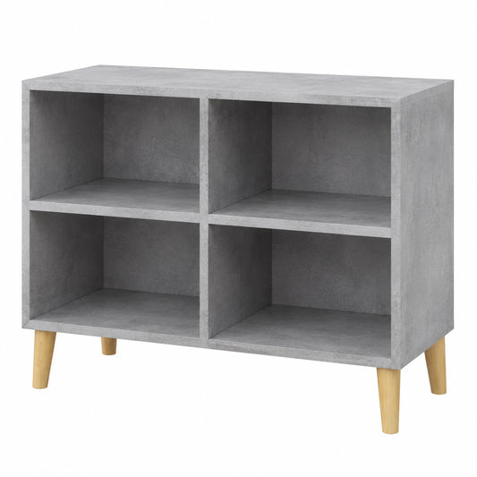 Mobile TV scandinavo in legno massello, 4 scomparti, 69,5x30x50 cm, grigio cemento, soggiorno moderno