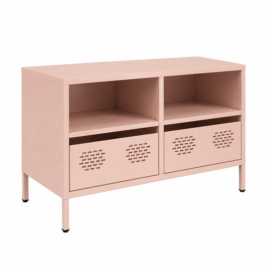 Supporto TV Scandinavo in Acciaio, 68x39x43,5 cm, per Soggiorno e Camera da Letto
