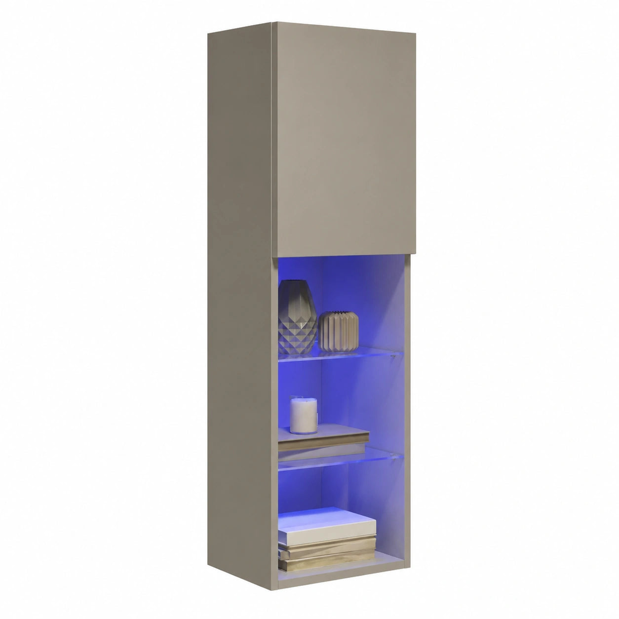 Mobile TV HOMELEN con LED, stile nordico, bianco, 30,5x30x102 cm, ideale per soggiorno e camera