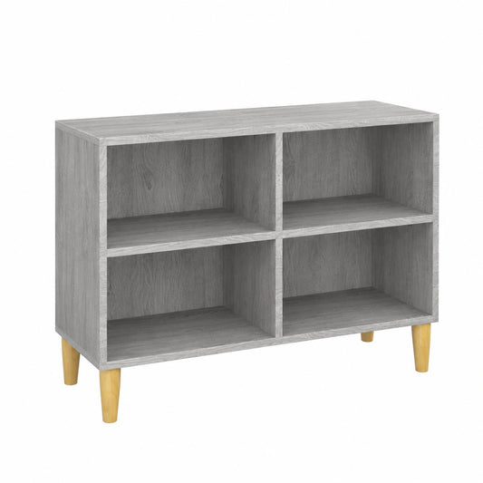 Mobile TV in stile scandinavo con gambe in legno, 4 scomparti, grigio Sonoma