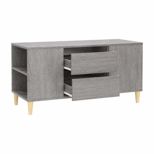 Mobile TV in rovere chiaro con 4 ripiani e 2 cassetti, 102x44.5x50 cm, stile scandinavo