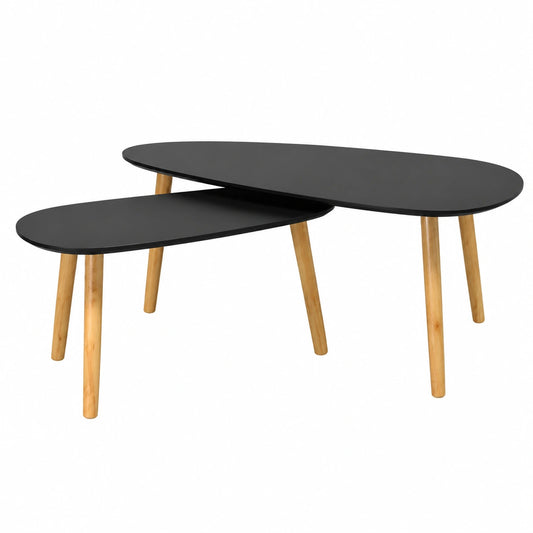 Set di Tavolini da Salotto in Legno di Pino Nero, Design Scandinavo Moderno, Ideali per Soggiorno e Camera da Letto