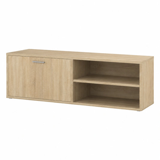 Mobile TV scandinavo in legno, rovere Sonoma, con vano portaoggetti, 120x34x37 cm, ideale per soggiorno
