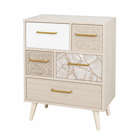 Mobile a 5 Cassetti in Stile Scandinavo, MDF Legno, 58x40x29 cm, Rebecca Mobili