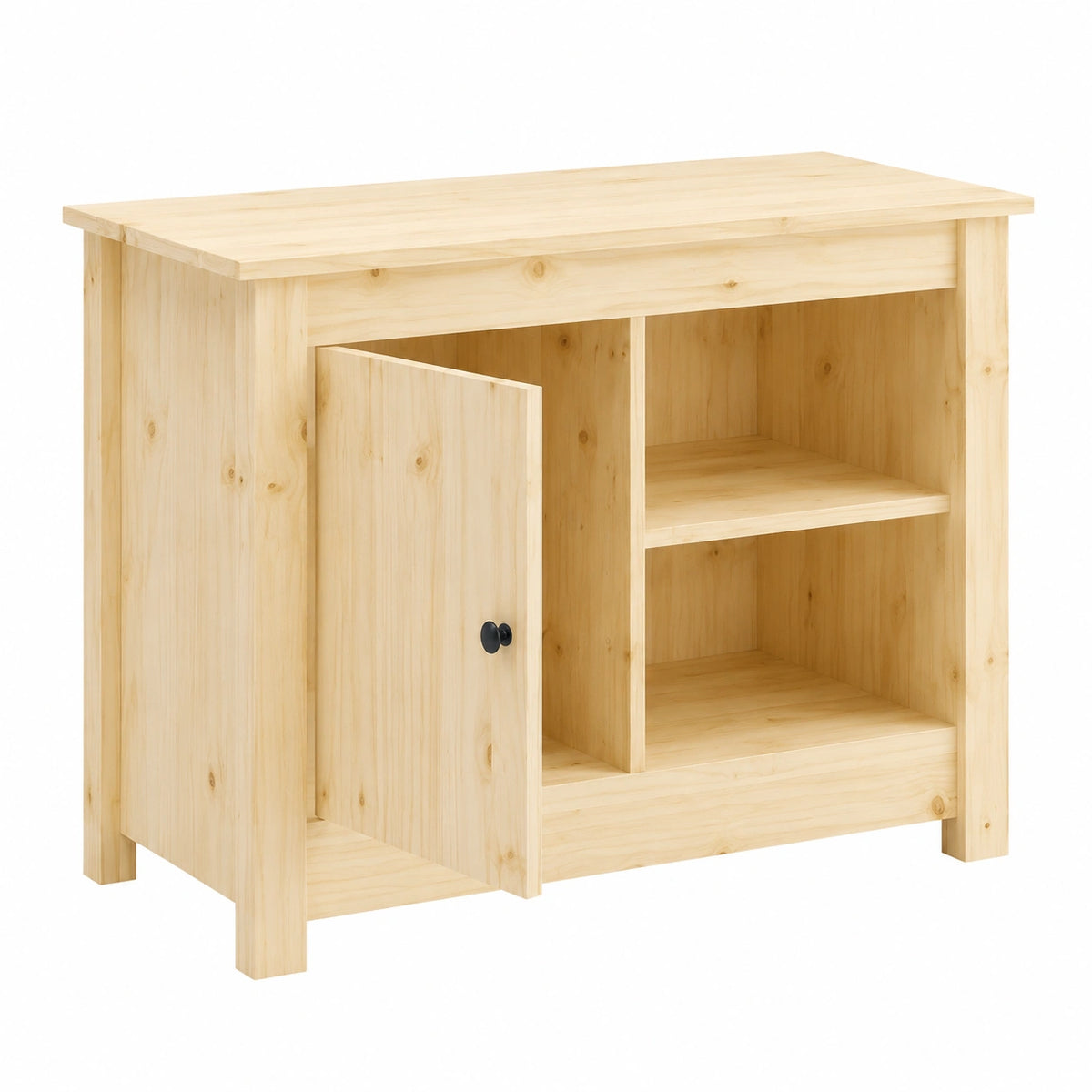 Mobile Porta TV in Legno di Pino Massello, Stile Scandinavo, per Soggiorno e Camera da Letto, 70x36,5x52 cm