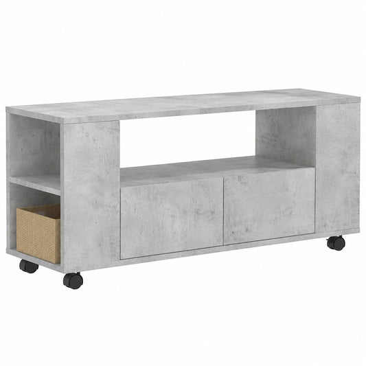 Mobile TV scandinavo in legno grigio cemento 102x34,5x43 cm per soggiorno e camera da letto