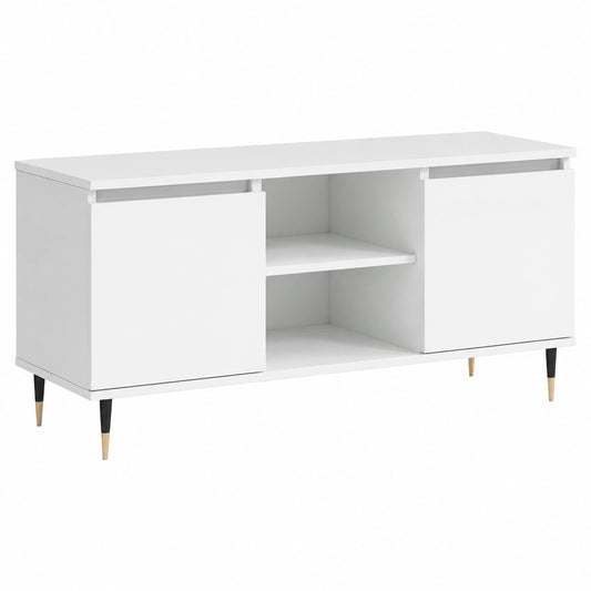 HOMELEN Mobile TV Bianco in Legno, 104x35x50 cm, Stile Scandinavo per Soggiorno e Camera da Letto