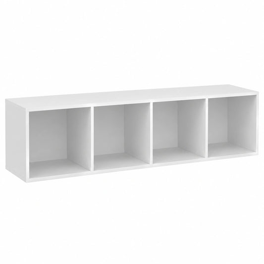 Mobiletto TV a Muro HOMELEN in Legno Bianco, Stile Scandinavo, 37x37x142,5 cm