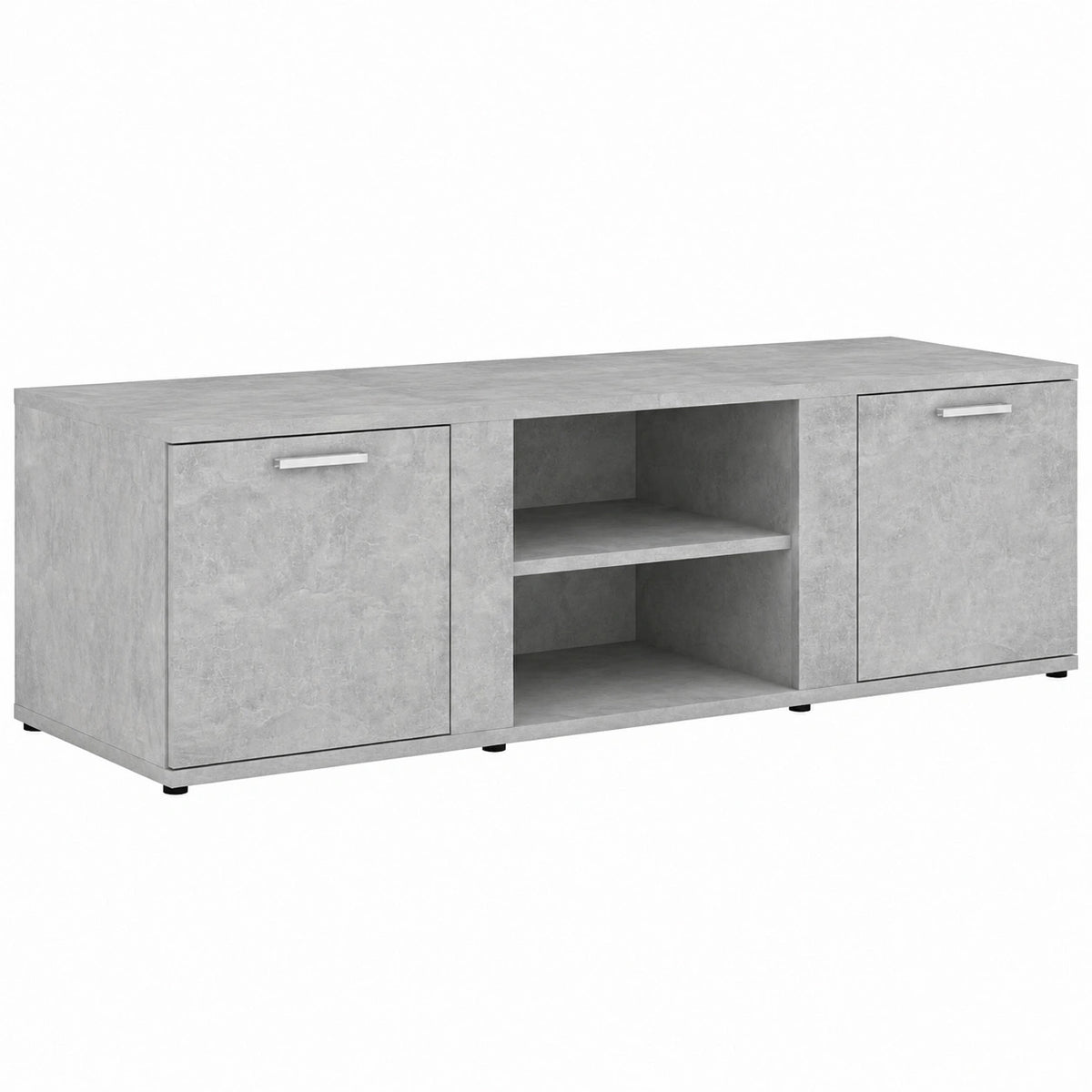 Mobile TV Scandinavo in Cemento Grigio, 120x34x37 cm, Legno per Soggiorno e Camera da Letto