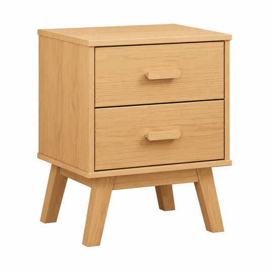 Tavolino scandinavo in legno di pino con ampio cassetto