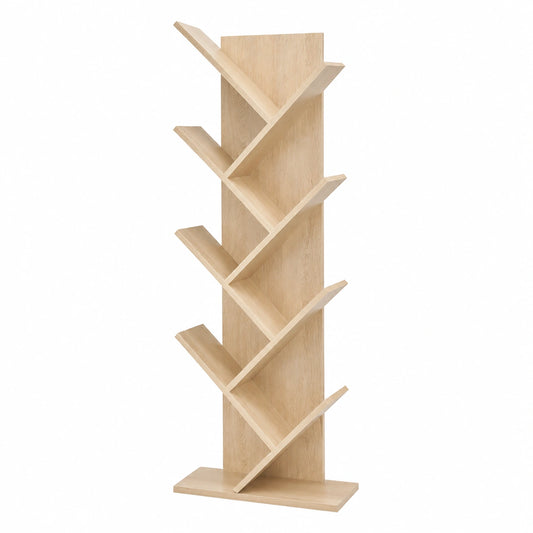 Scaffale ad Albero Scandinavo Moderno in MDF Marrone per Casa e Ufficio, 10 Ripiani - 160x44,5x22 cm