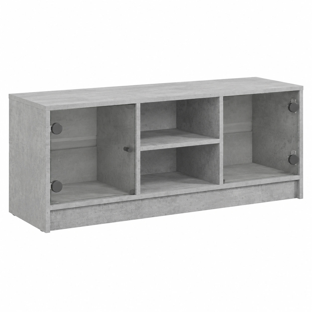 MOBILE TV HOMELEN in Vetro e Cemento Grigio, Design Scandinavo, 102x37x42 cm