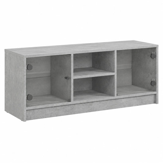 MOBILE TV HOMELEN in Vetro e Cemento Grigio, Design Scandinavo, 102x37x42 cm