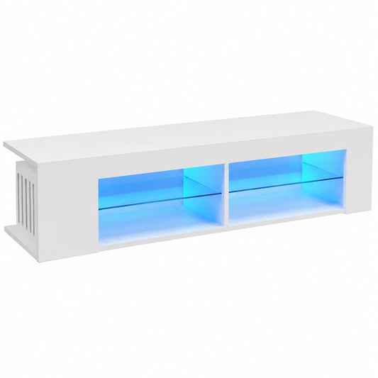 Mobile TV HOMELEN LED bianco, stile scandinavo, 135x39x30 cm