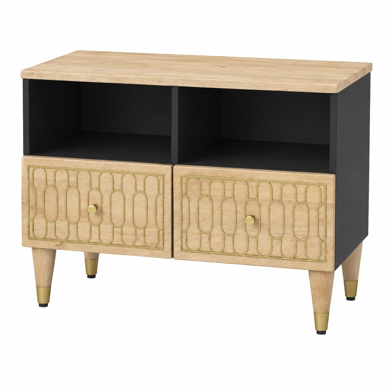 Mobile TV in Legno di Mango, 70x33x46 cm, Stile Scandinavo, per Soggiorno e Camera da Letto