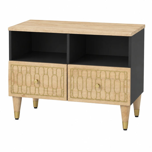 Mobile TV in Legno di Mango, 70x33x46 cm, Stile Scandinavo, per Soggiorno e Camera da Letto