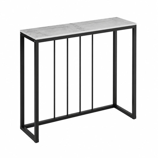 Tavolino Consolle in Marmo Bianco Smeraldo, Stile Scandinavo, 80 cm